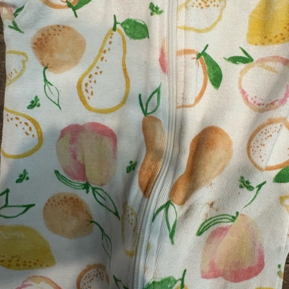 Burt's Bees Baby Fruit Print Footie - Pink and Orange - Picture 3 of 3